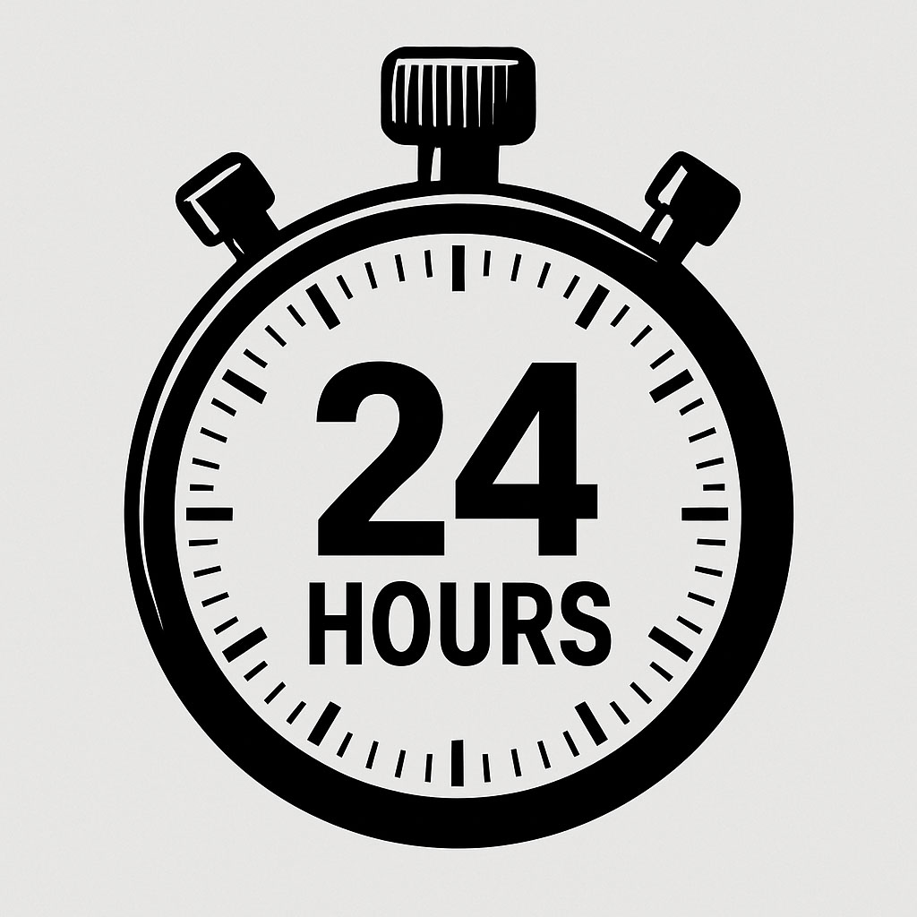 A stopwatch showing 24 hours