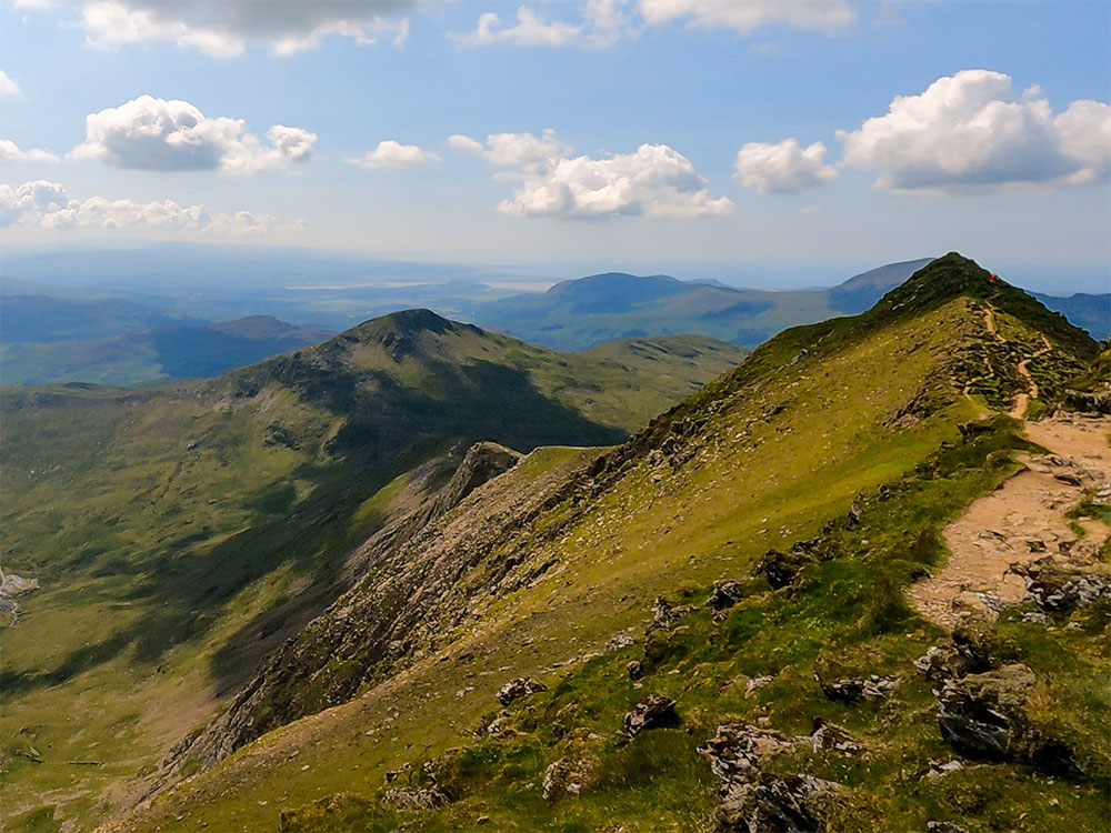Looking back down the Cambrian Way path on Snowdon