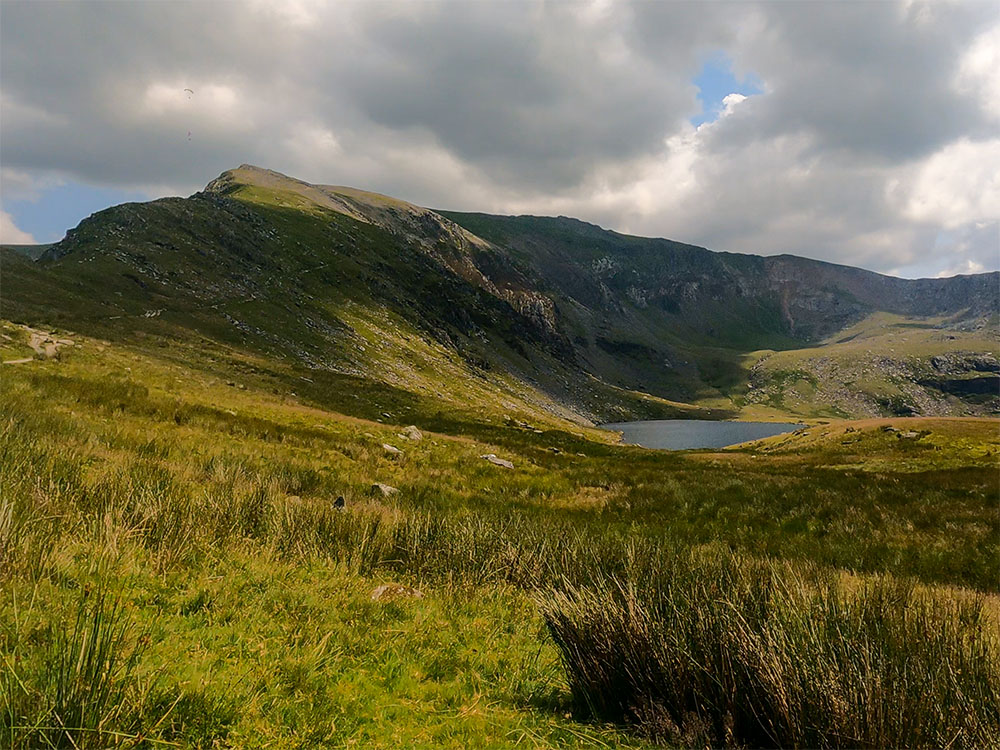 Looking up towards the summit of Snowdon from the Snowdon Ranger path
