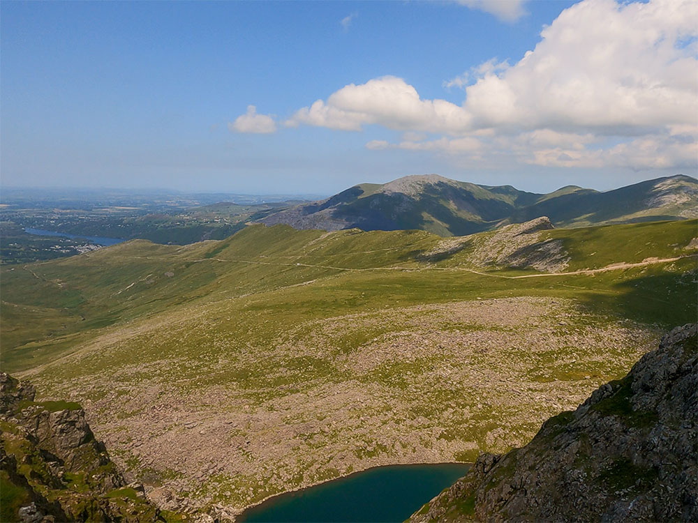 Looking across at the Llanberis path and train track