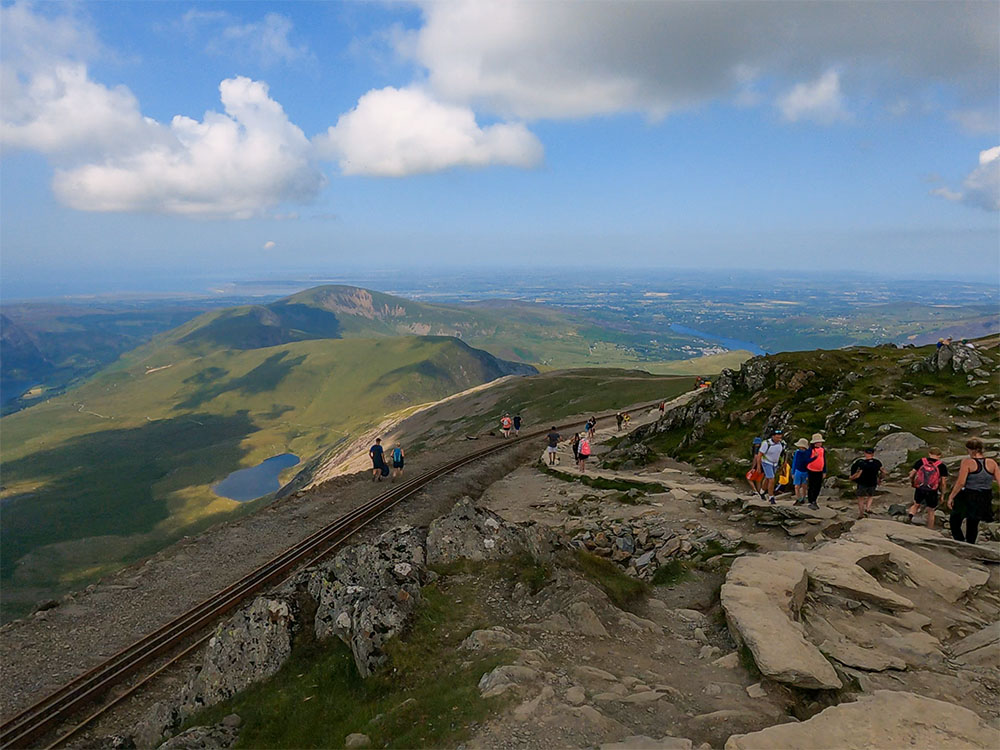 The Llanberis path as it starts to follow the train track downhill