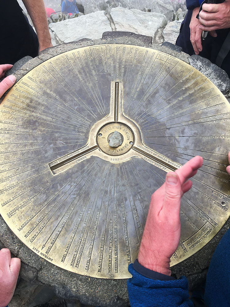 The brass mounting plate on Snowdon's trig point