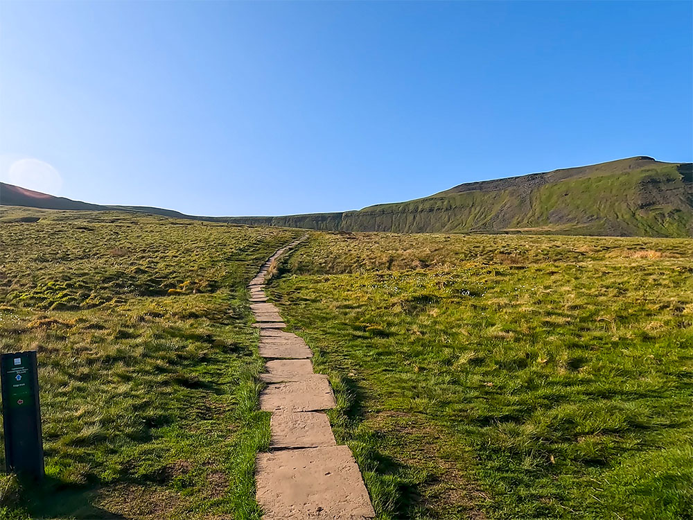A section of flagged path on Ingleborough, to keep you off the boggy ground