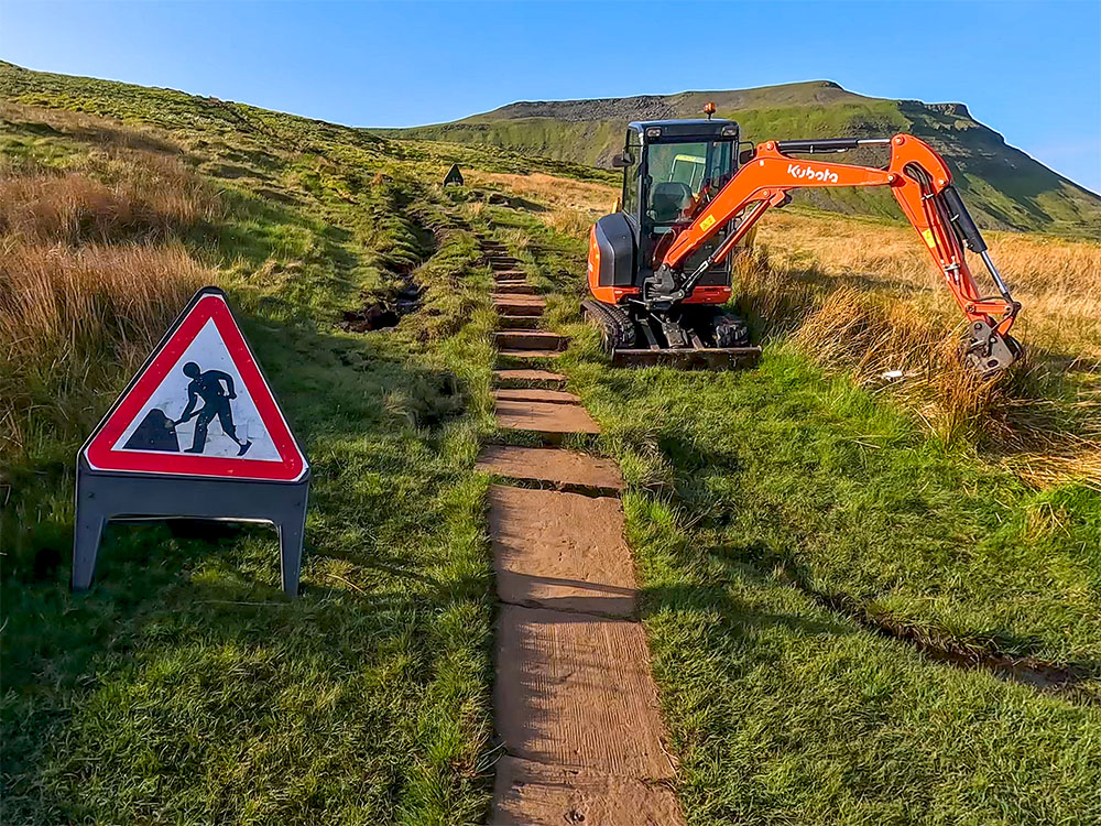 A section of path being improved on the Yorkshire Three Peaks walk