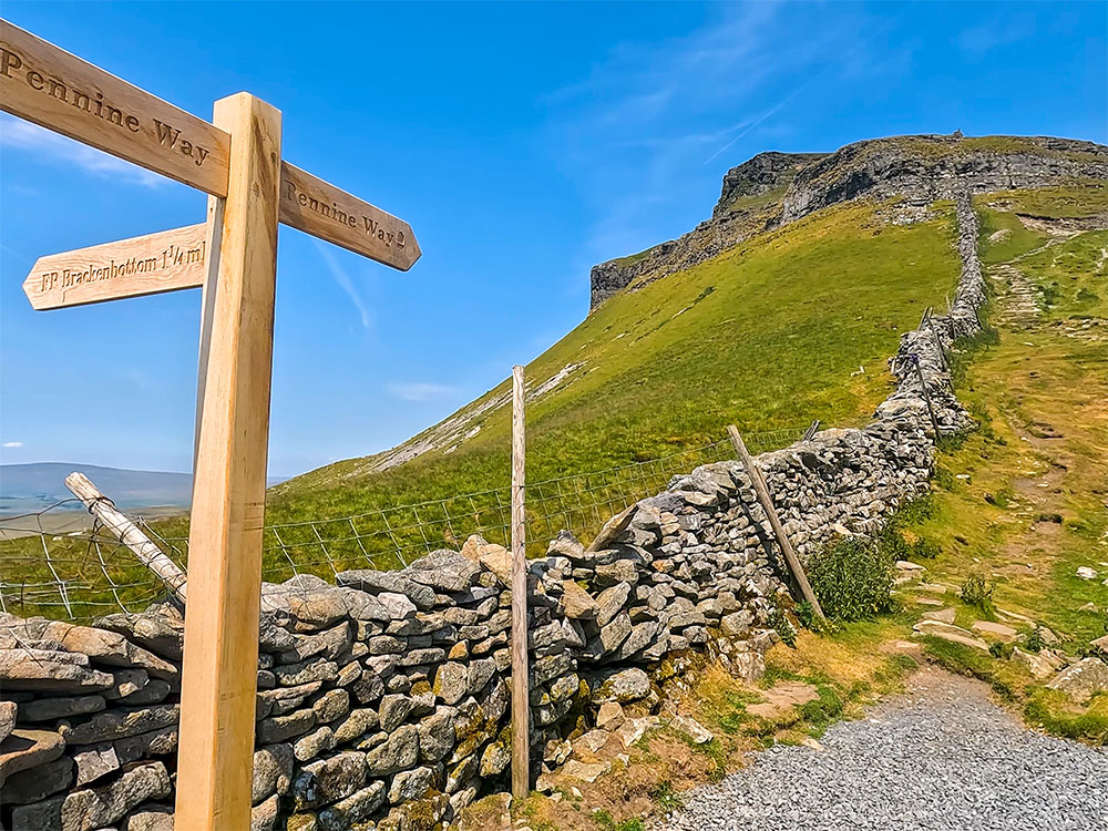 The Pennine Way joins the Yorkshire Three Peaks path hear, as they both make their way up Pen-y-ghent