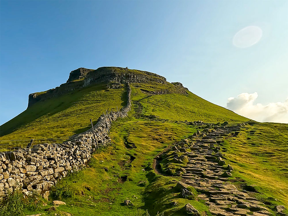 The initial set of steep steps up Pen-y-ghent