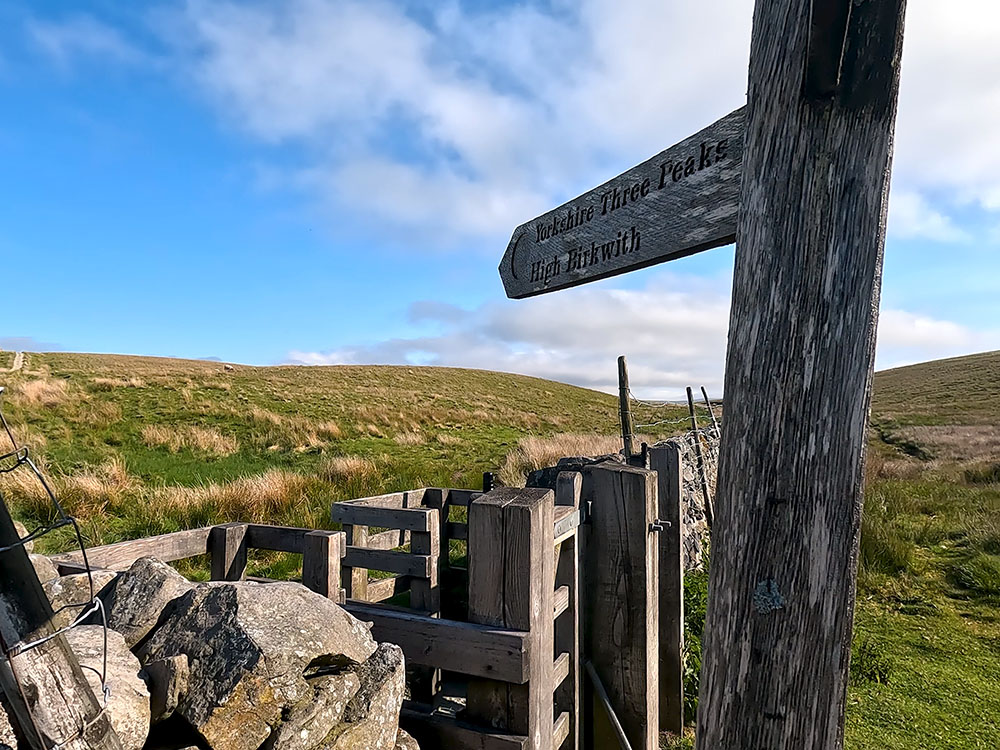Gate through which the Yorkshire 3 Peaks Walk leaves the Pennine Way to head towards High Birkwith