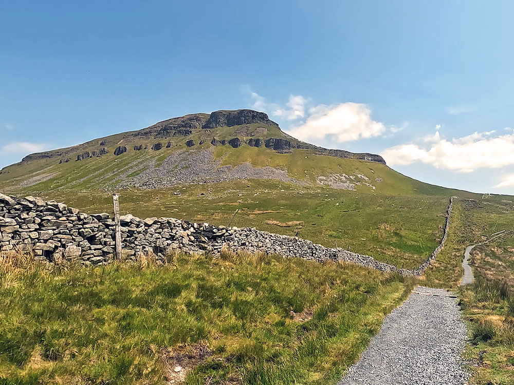 Path heading towards short dip and rise up to meet the Pennine Way on the way to Pen-y-ghent