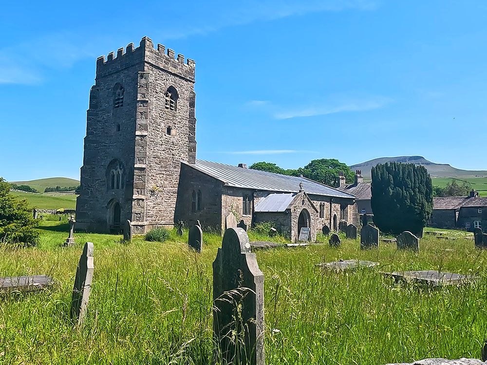 St. Oswald's Church, Horton in Ribblesdale with Pen-y-ghent on the horizon