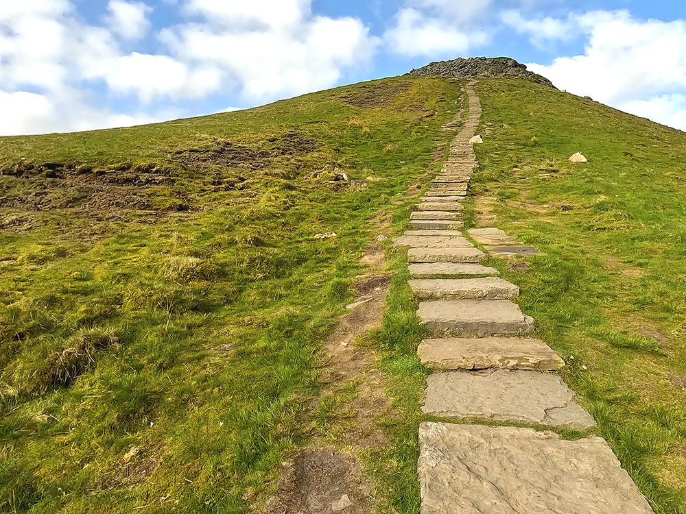 Steps heading up towards Ingleborough's plateau summit
