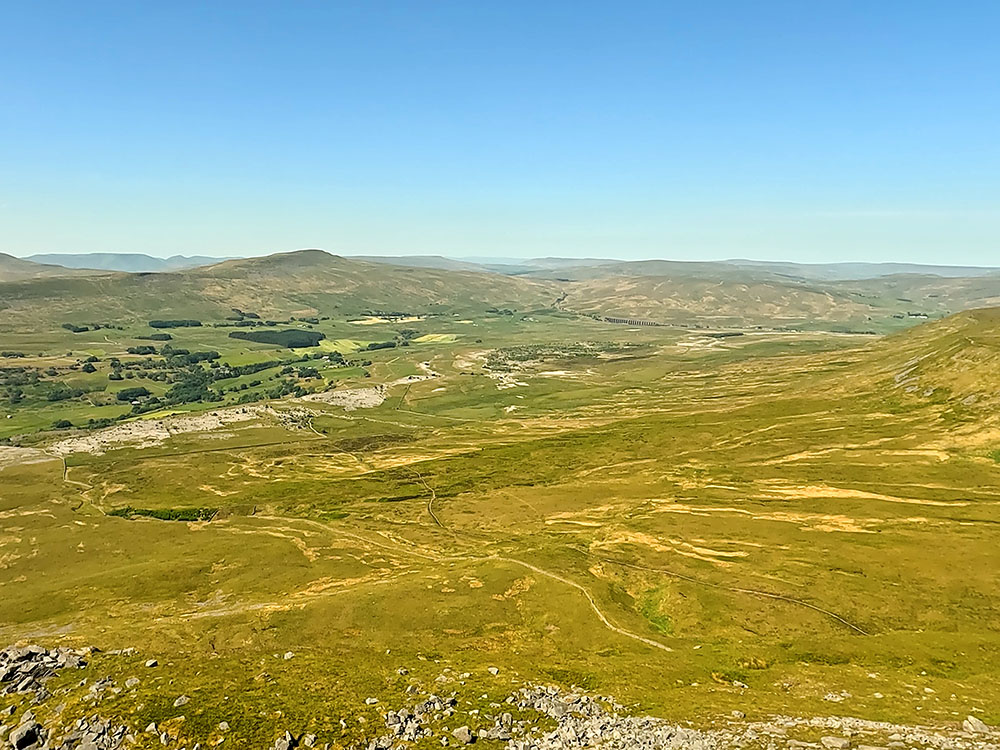 The view across to the Ribblehead Viaduct and Whernside