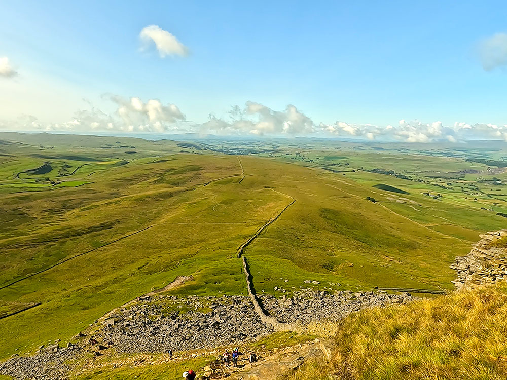 View looking back down the path just climbed up Pen-y-ghent