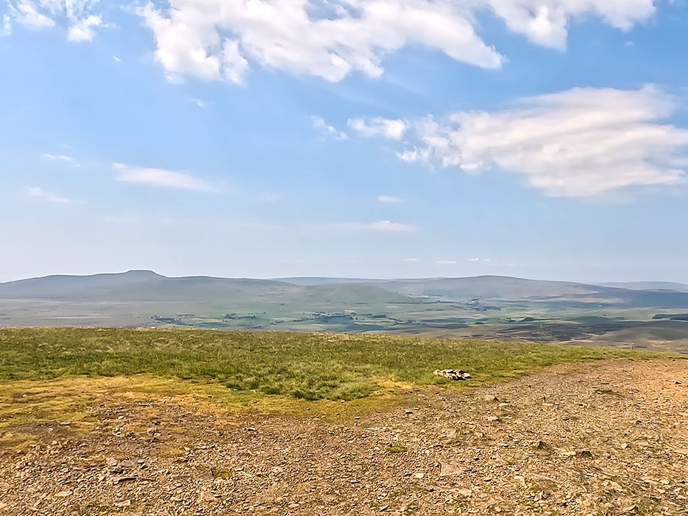 View towards Ingleborough and Whernside from Pen-y-ghent summit