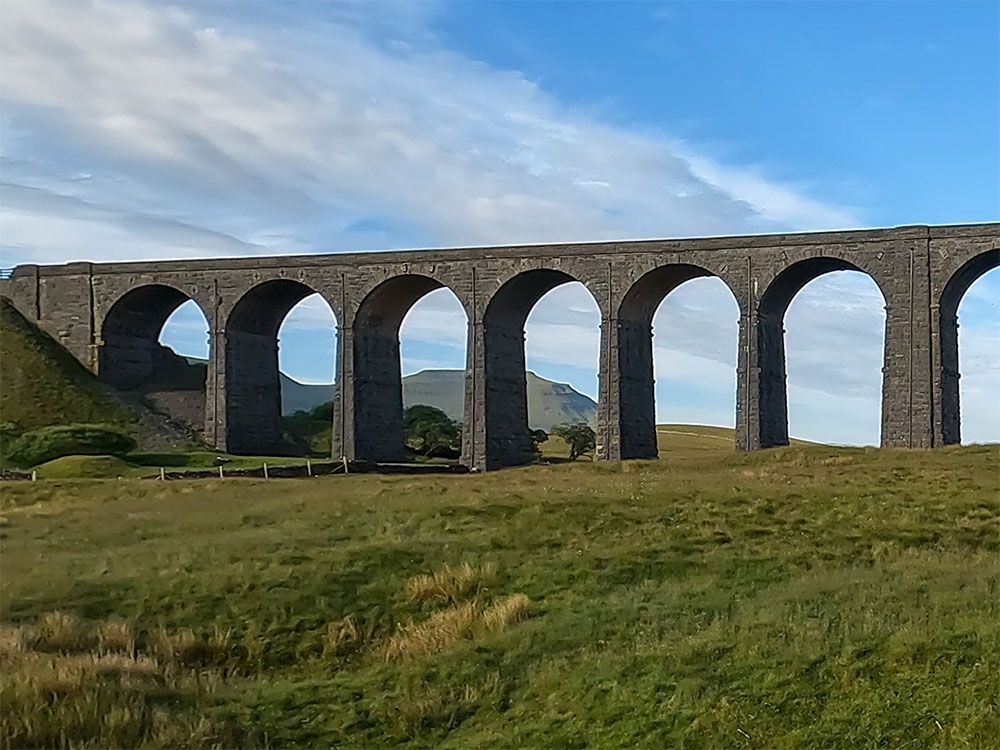 Looking towards Ingleborough through the Ribblehead Viaduct